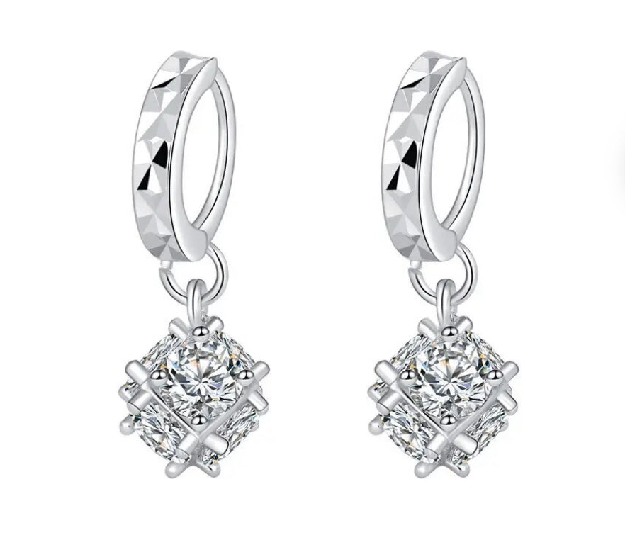 Sterling silver crystal ball drop earrings