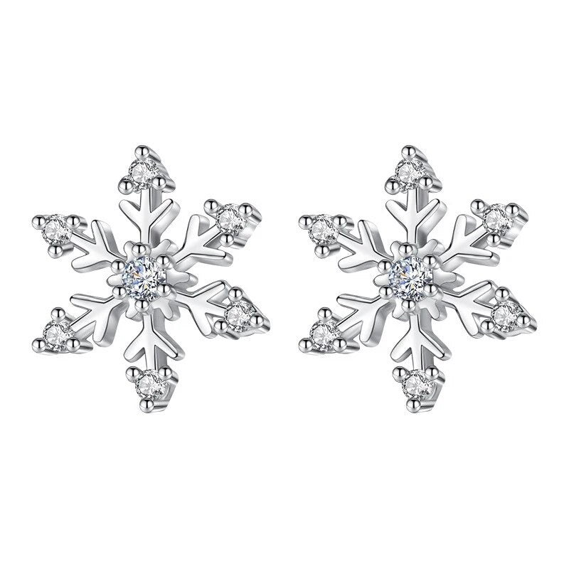 Sterling  silver crystal snowflake stud earrings